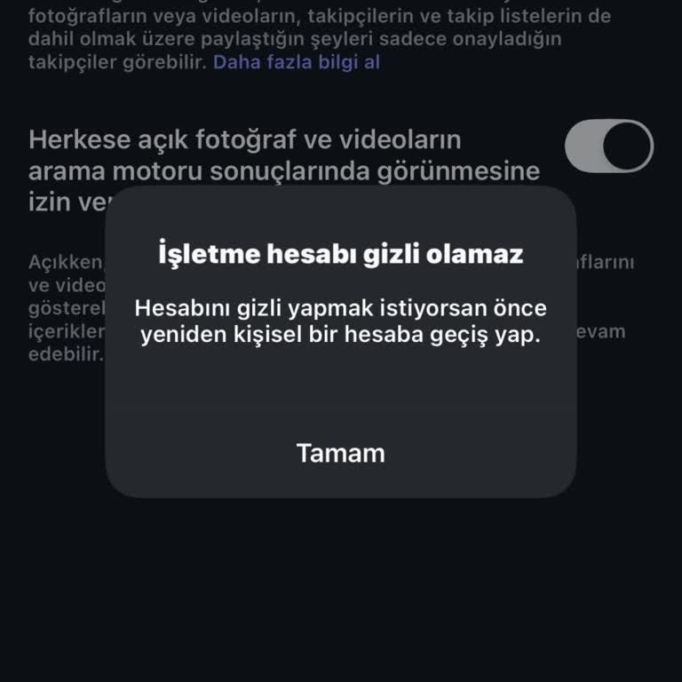 Instagram Hesabımı Kişisel Profile Çeviremiyor ve Gizleyemiyorum