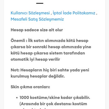 Oyun Dinar Satın Aldığım Oyun Hesabı Beklentilerimi Karşılamadı, İade Talebim Reddedildi
