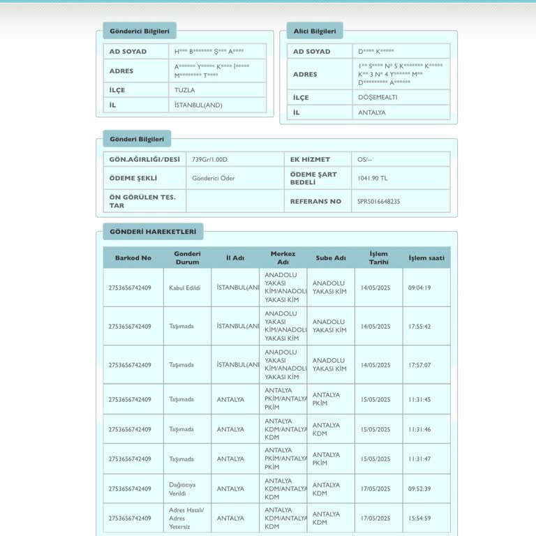PTT Kargo Teslimatında Yanlış Adres Gerekçesiyle Yaşanan Gecikme
