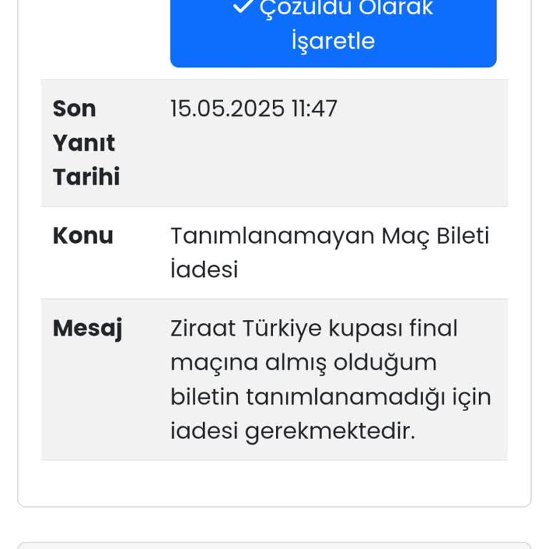 Bilet Aktarılmayan Passolig İşleminde Ücret İadesi Sorunu