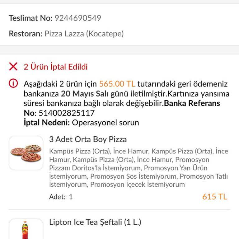 Mola Arasında Verilen Yemek Siparişi Geç Geldi İletişim Sağlanamadı Mağdur Oldum