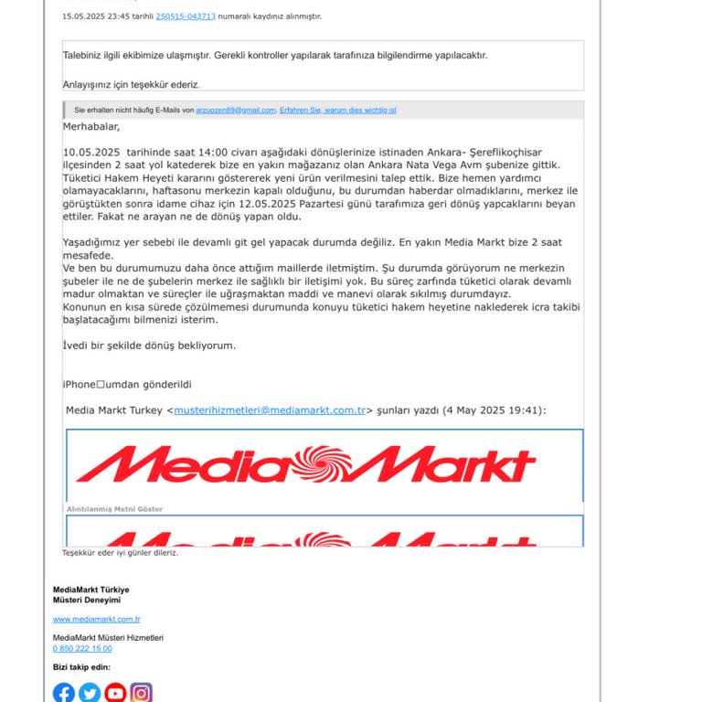 Media Markt'ta Tüketici Hakem Heyeti Kararına Rağmen Ürün Değişimi Yapılmıyor