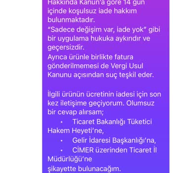 İade Talebim Haksız Yere Reddedildi, Haklarım İhlal Ediliyor