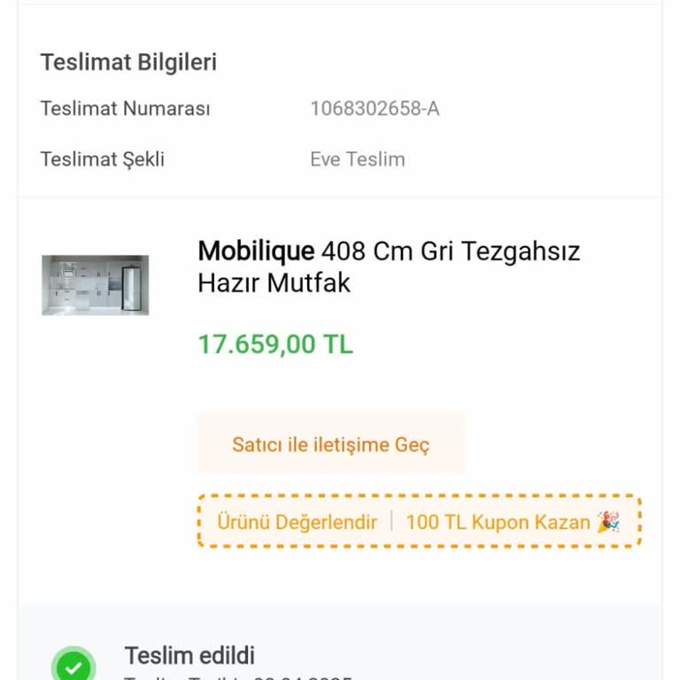 Koçtaş'tan Gelen Mutfak Dolabında Renk Ve Fabrikasyon Hataları, İlgisizlik