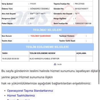 Kargom Teslim Edilmeden Teslimatı Reddedildi Deniyor