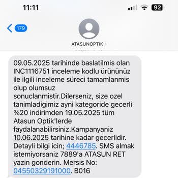 Atasun Optik'ten Aldığım Gözlükte Yaşadığım Sorun Ve Yetersiz Satış Sonrası Destek