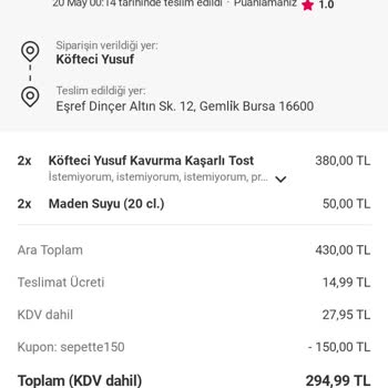 Hayal Kırıklığı Yaratan Kavurmalı Kaşarlı Tost Deneyimi