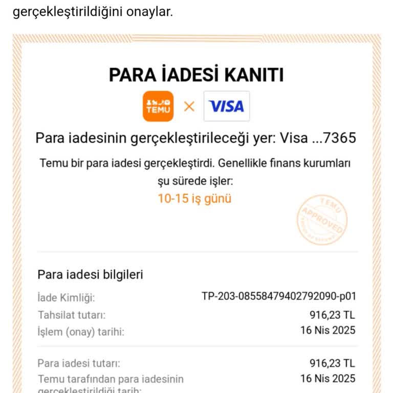 Temuda İptal Edilen Ürünün Para İadesi Yapılmadı Müşteri Hizmetlerine Ulaşılamıyor