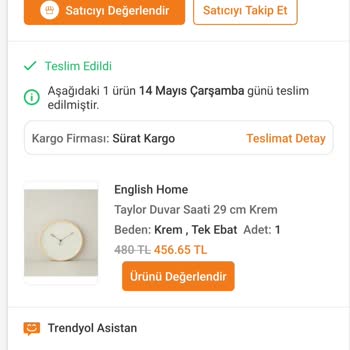 İki Kez Yanlış Boyutta Duvar Saati Gönderildi, Mağduriyetim Giderilmiyor