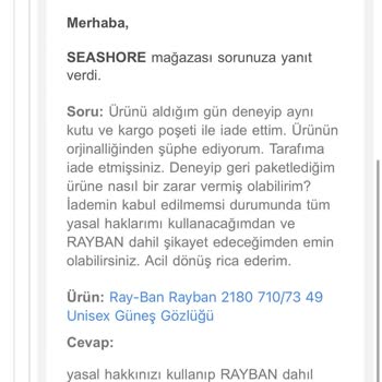 İade Edilen Gözlüğüm Defolu Denilerek Kabul Edilmedi, Mağdur Edildim