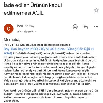 İade Edilen Gözlüğüm Defolu Denilerek Kabul Edilmedi, Mağdur Edildim