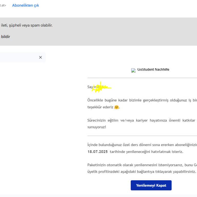 Gostudent Üyelik Sonrası İletişim Yok, İptal İşlemi Yapılamıyor