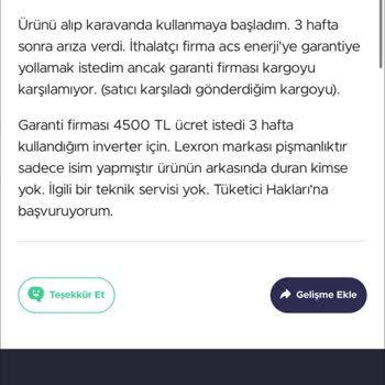 Teknik Servis Sorunu Ve Tekrarlayan Arıza Sonrası Hayal Kırıklığı