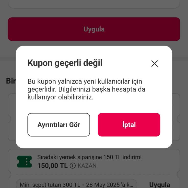 Paribu'dan Alınan Kupon Yemek Sepeti'nde Kullanılamıyor