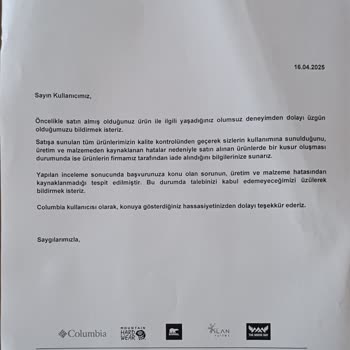 Columbia Ayakkabım Kısa Sürede Yırtıldı, İnceleme Sonucu Mağduriyetim Giderilmedi