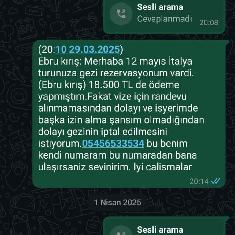 Pera Tur Ücret İadem 2 Aydır Yapılmadı, İletişim Kurulamıyor