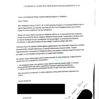 Damar Yolu Açılırken Sinir Hasarı Ve Hastanenin Sorumluluk Reddi