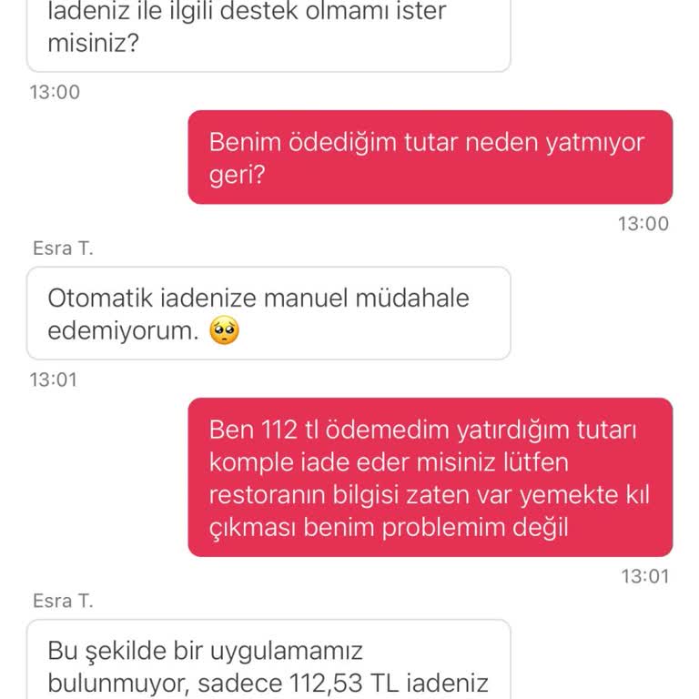 Yemekte Kıl Çıktı İade Tutarı Eksik Ödendi