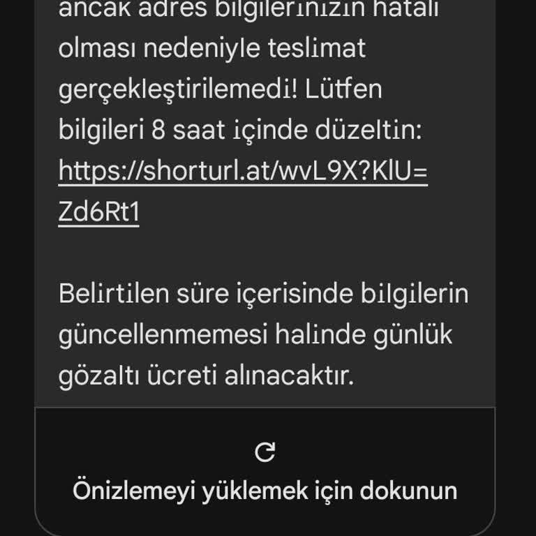PTT Adı Kullanılarak Gönderilen Sahte Mesajlar Ve Kişisel Bilgilerimin Tehlikeye Atılması