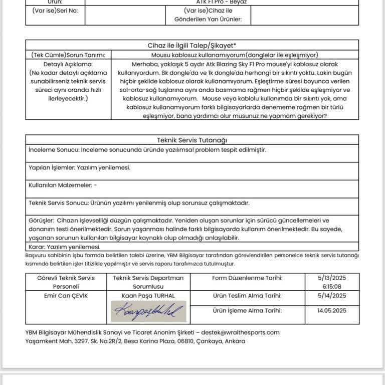 Teknik Servis Sonrası Mouse Hâlâ Çalışmıyor, Sorunum Çözülmedi!