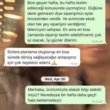 Teslimat Gecikmesi Ve İletişim Sorunları Nedeniyle Büyük Hayal Kırıklığı