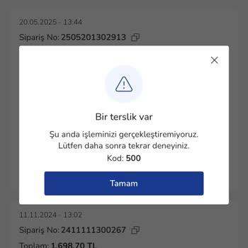 Sipariş İptali Seçeneği Ve Hata Sorunu