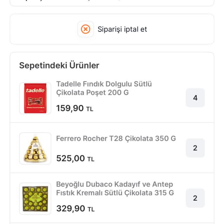 Migros Sanal Markette Stokta Olmayan Ürünler Nedeniyle Sipariş İptali