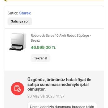 Hatalı Fiyat Gerekçesiyle İptal Edilen Siparişim Mağduriyet Yarattı