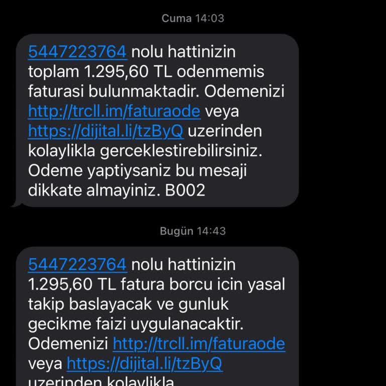 Turkcell Yanlış Numaradan Sürekli Borç Bildirimi Alıyorum