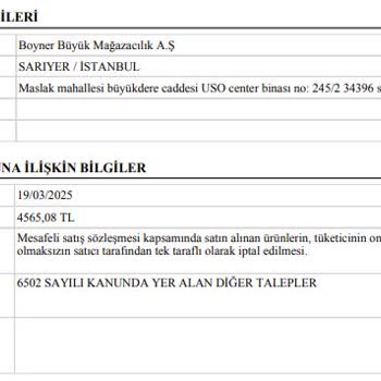Boyner Siparişim İptal Edildi Ürün Gönderilmedi Açıklama Yapılmadı