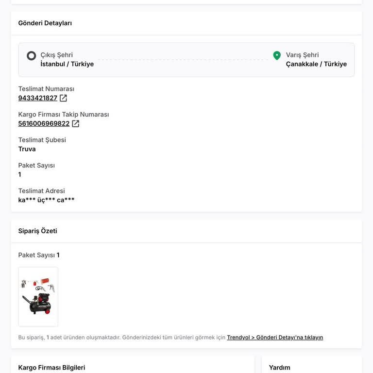 Aras Kargo Truva Şubesi Siparişimi Gökçeada Adresime Teslim Etmiyor