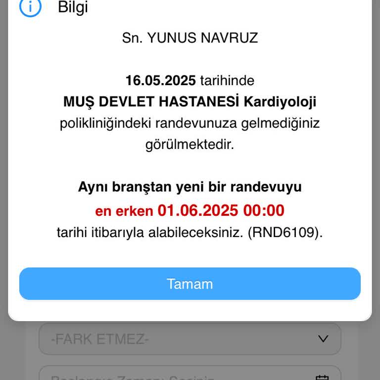 Onaylamadığım Randevu İçin 2 Hafta Ceza Verilmesi Mağduriyet Yaratıyor