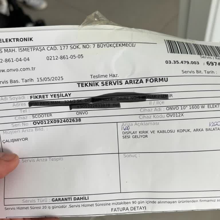 Servis Ekibi Eksikliği Nedeniyle Scooter Tamiri Yapılamadı