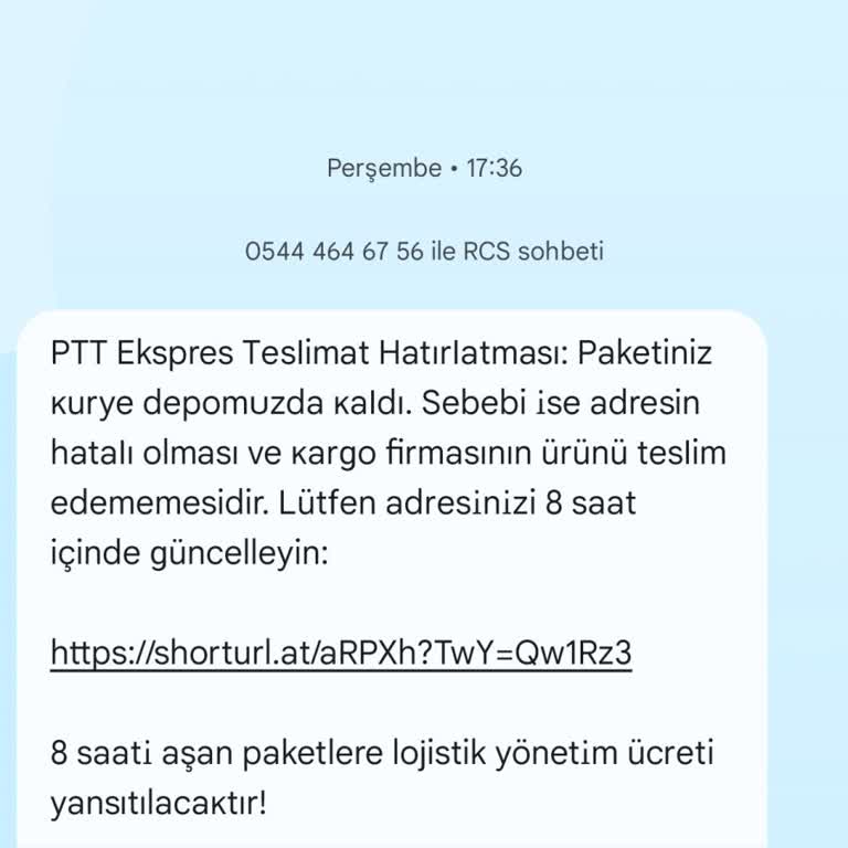 PTT Kargo Gelen Mesajı Dikkate Almadım, Anlamsız İçerik
