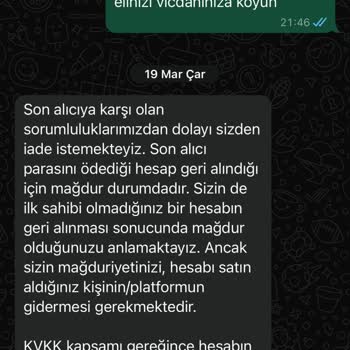 Satılan Hesabın Haksız Yere Geri Alınması Ve Ücret Talebi