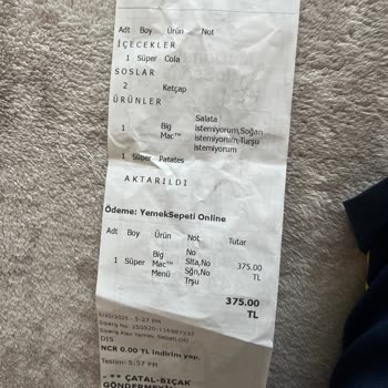 Yanlış Menü Geldi Paramı Geri Alamıyorum