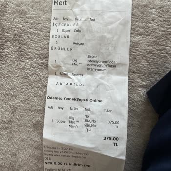 Yanlış Menü Geldi Paramı Geri Alamıyorum