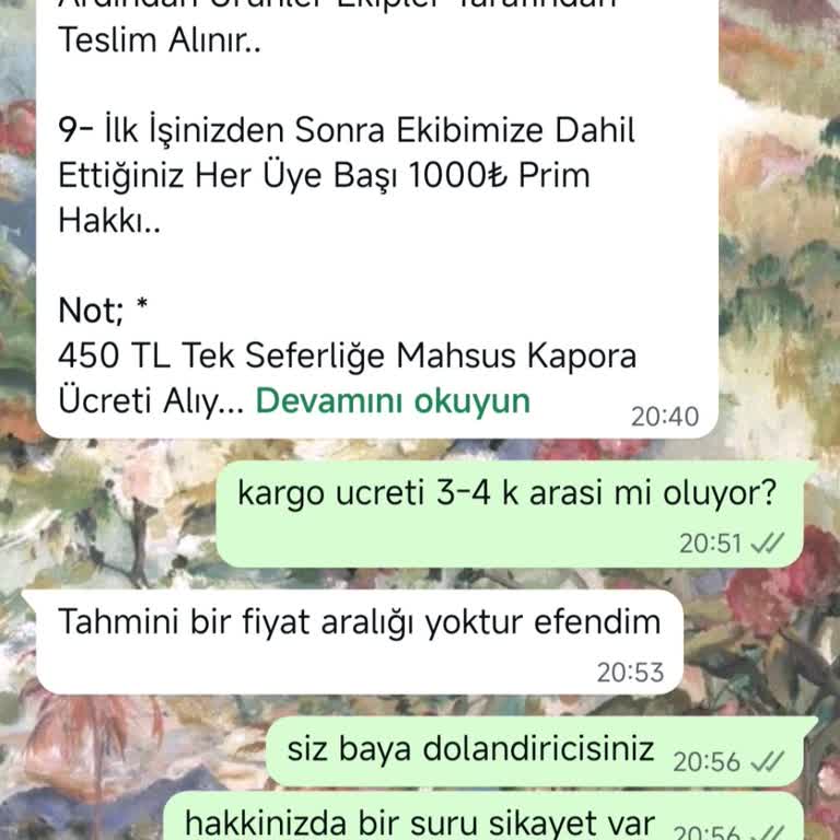 Kargo Ücreti Ve Kapora Talebiyle Bilgi İstiyorlar
