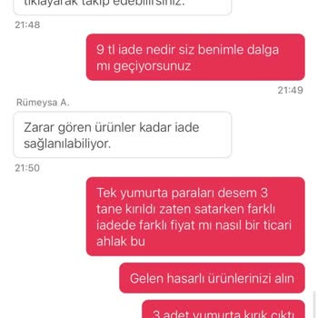 Kırık Yumurta İçin Eksik İade Ve İlgisiz Müşteri Hizmetleri Mağduriyeti