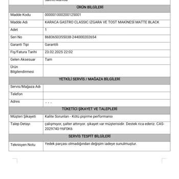 Tost Makinesi İadesinde Firmalar Arasında Mağduriyet Yaşıyorum
