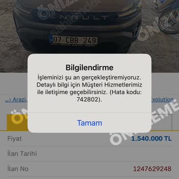 İlan Ekleme Sırasında Hata Kodu Alıyorum, Destek Bekliyorum