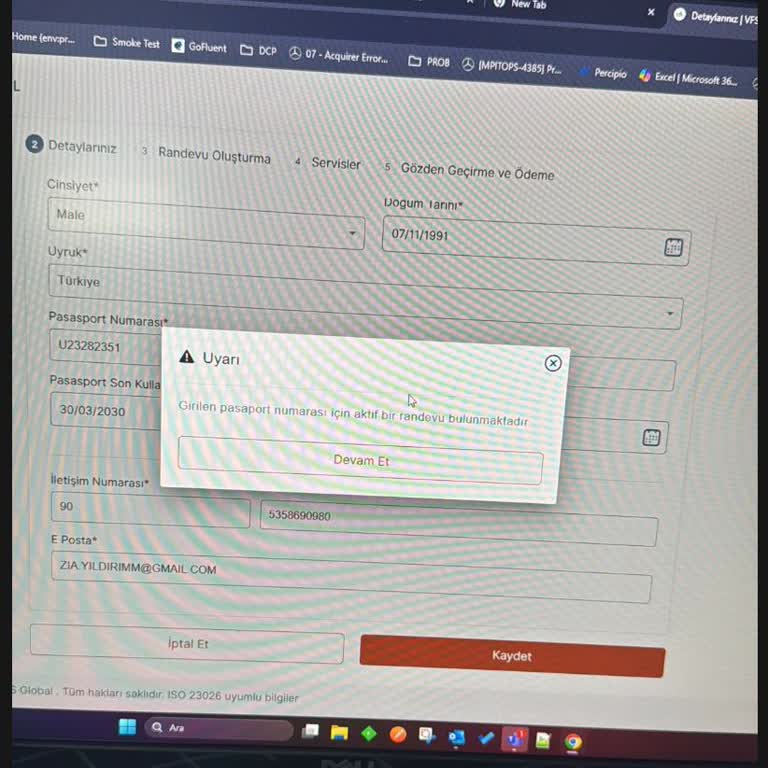 VFS Global Sistem Hatası Nedeniyle Randevu Mağduriyeti Ve Çözüm Talebi