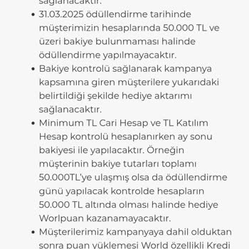 Kampanya Şartları Eksik Bilgilendirildi, Worldpuan Hakkım Verilmedi