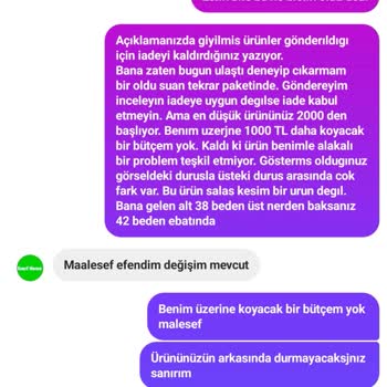 Yanlış Beden Ve İade Sorunu: Mağduriyetimin Giderilmesini İstiyorum