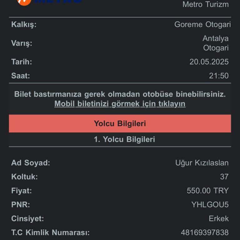 Otobüste Koltuk Kullanımı Ve Personel Davranışı Nedeniyle Yaşanan Sorun