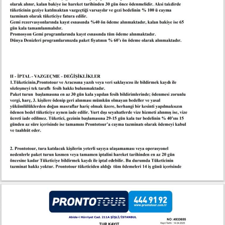 Tur İptali Sonrası İade Ve Alternatif Sunulmaması Hakkında Şikayetim