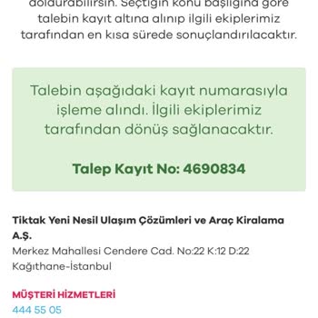 Tiktak Aracında Kapanmayan Kiralama Ve Ulaşılmayan Müşteri Hizmetleri