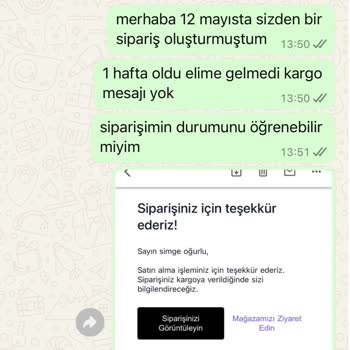 Sipariş Bilgilendirilmemesi Ve İade Talebine Yanıtsız Kalınması