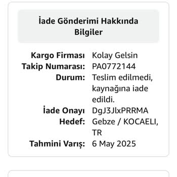 Amazon'dan Yapılan İade İşleminde Gecikme Ve Süreç Belirsizliği
