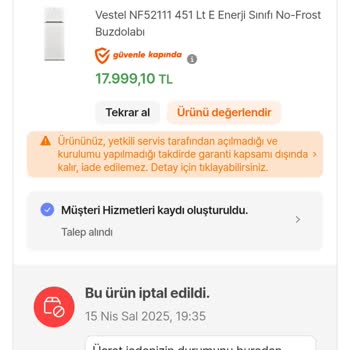 İptal Edilen Siparişin Ücret İadesi Yapılmadı, Mağdur Edildim